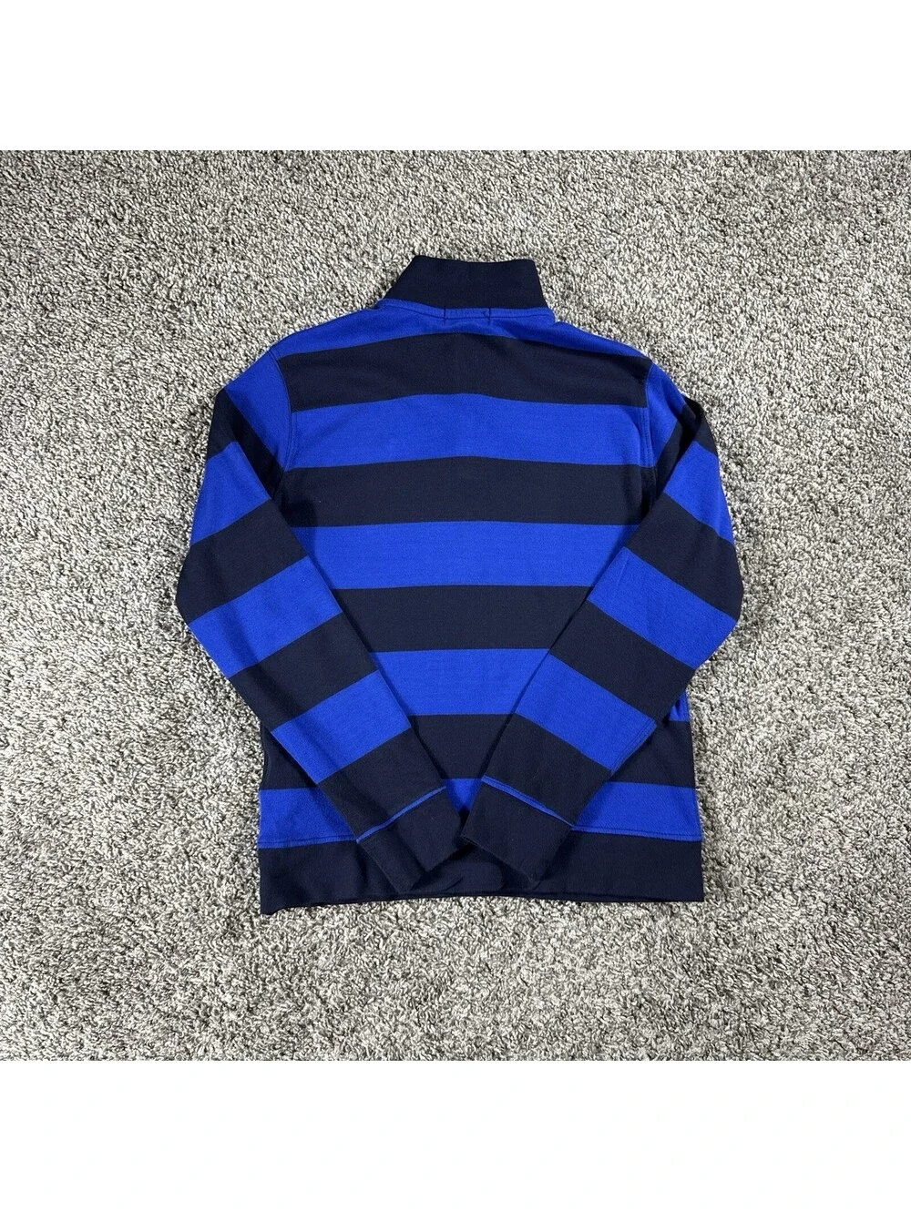 Polo Ralph Lauren Youth Quarter Zip Long Sleeve Navy/Blue Stripe Size L (14/16)